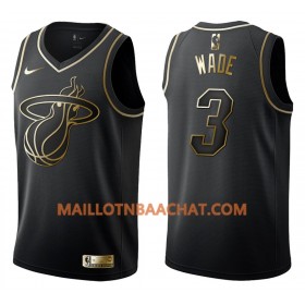Maillot NBA Miami Heat Dwyane Wade 3 Nike Noir Golden Edition Swingman - Homme